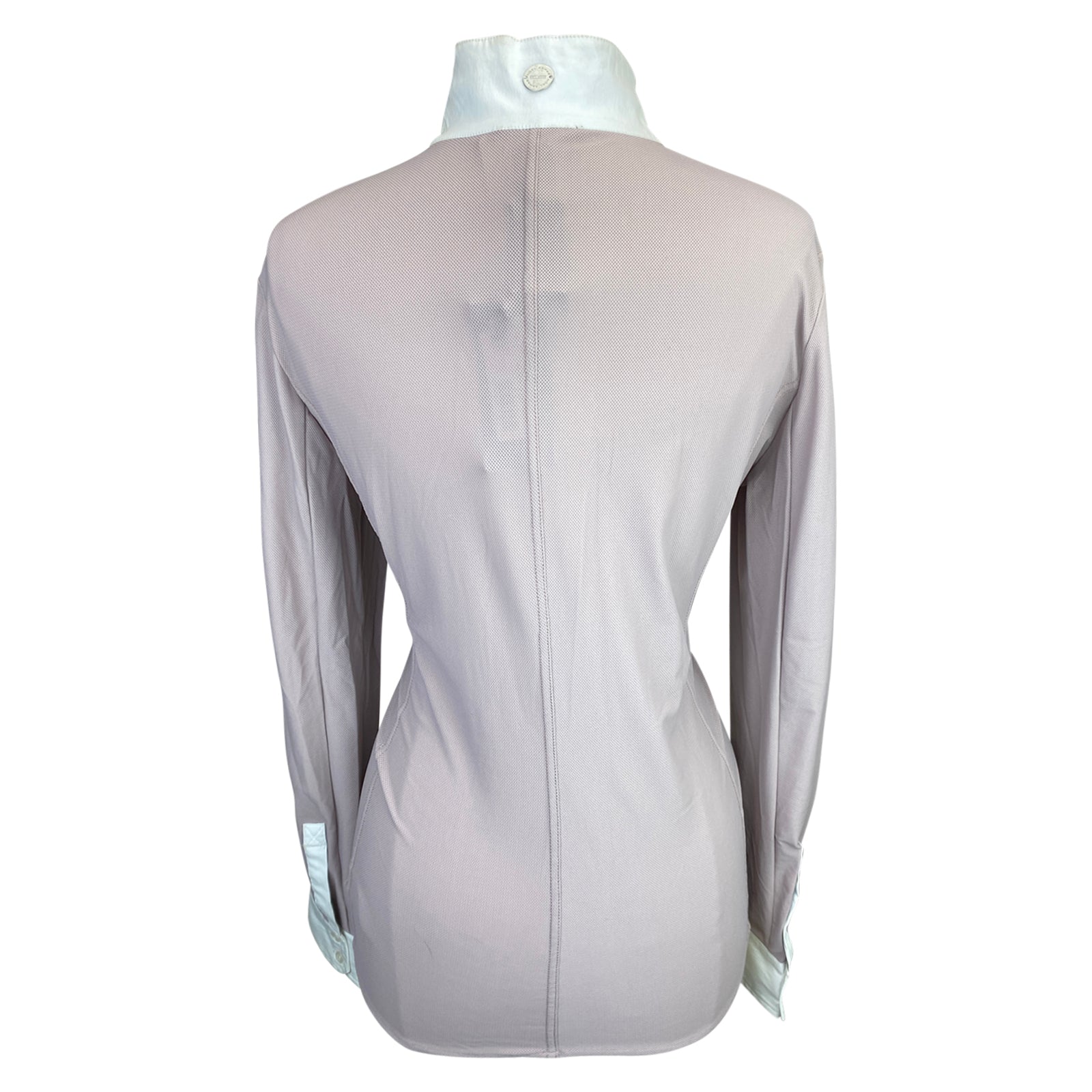 Back of Asmar Equestrian Mesh &#39;Roux&#39; Show Shirt in White/Dusty Mauve