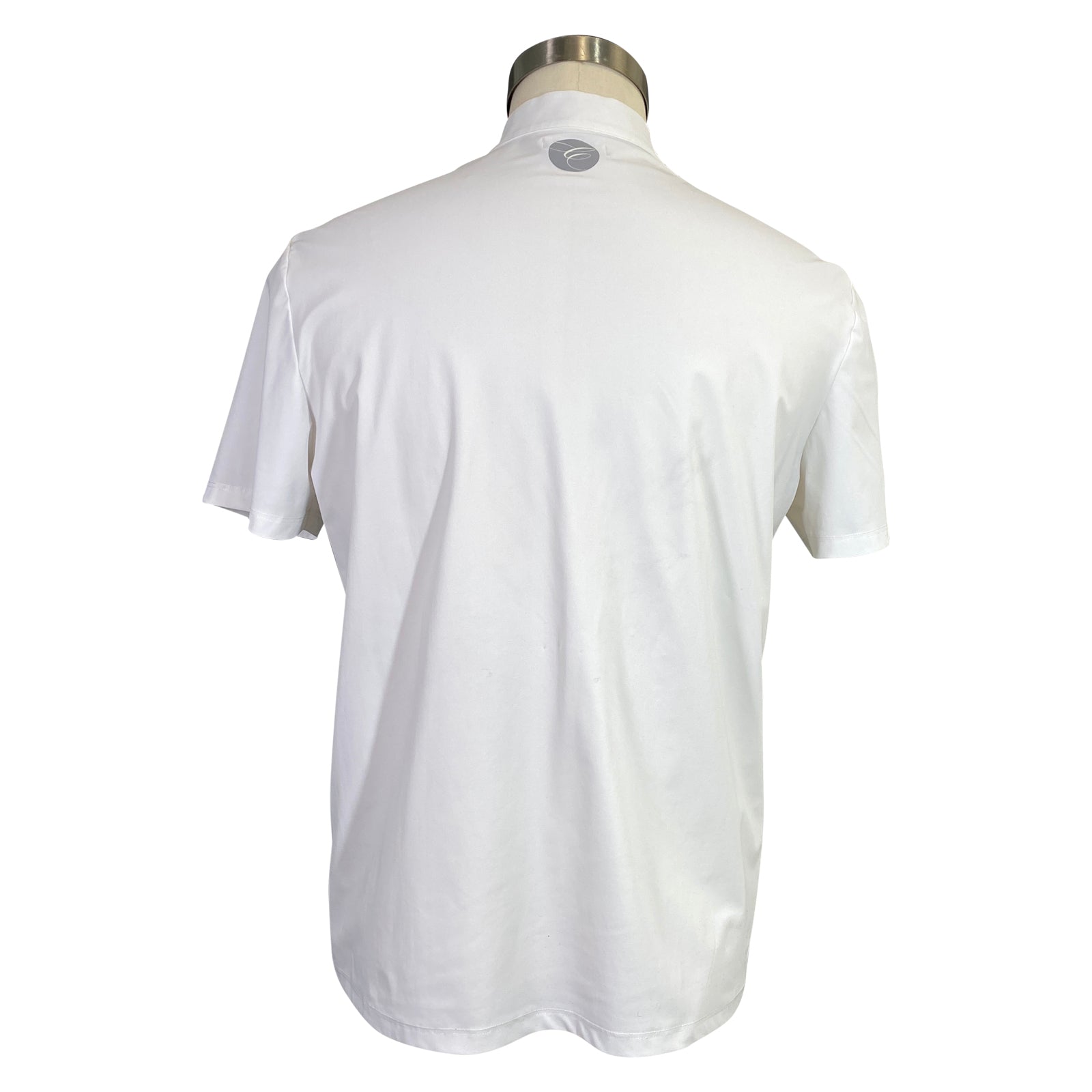 Back of CALLIDAE The Short Sleeve Tech Polo in White