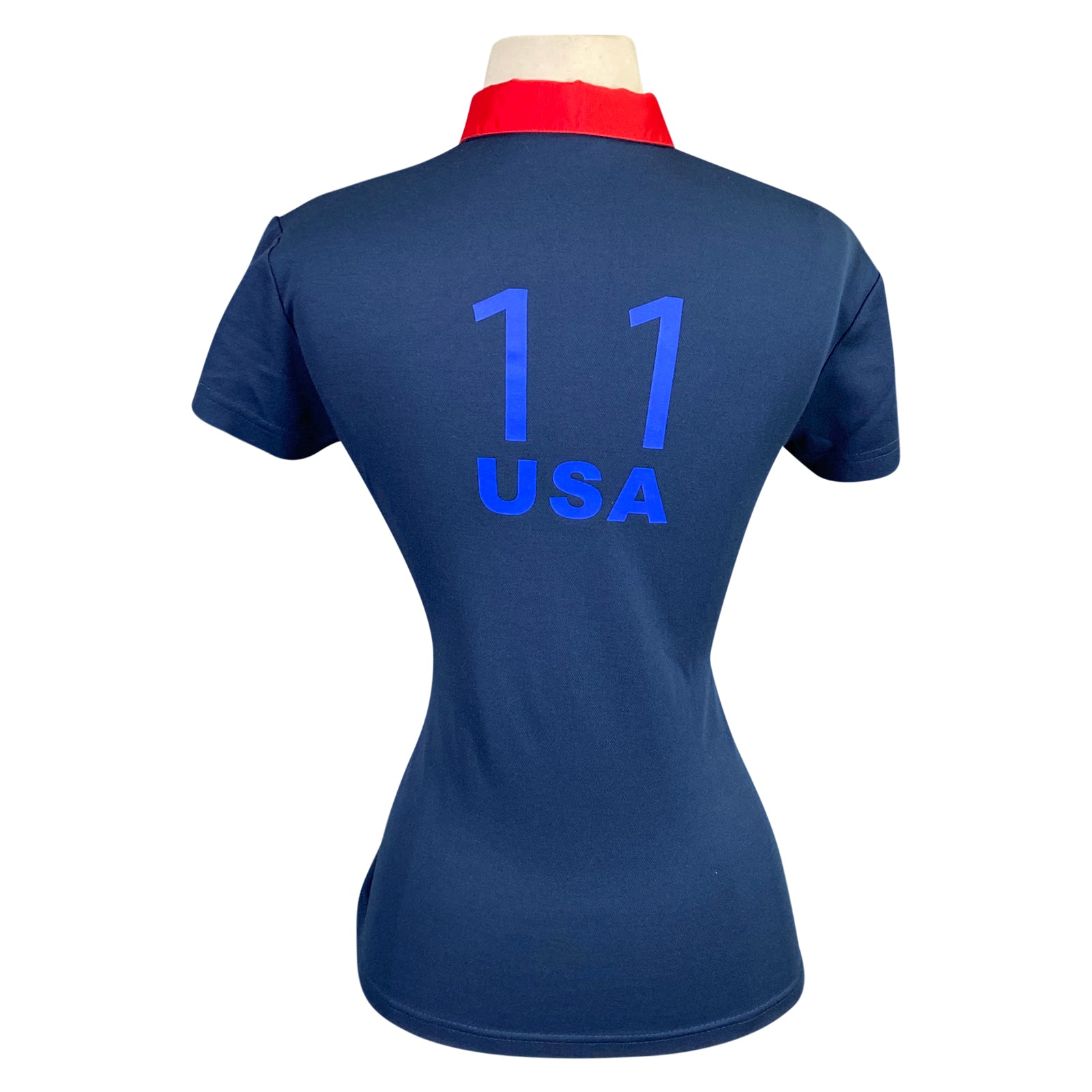 Back of Asmar Equestrian &#39;Continental&#39; Polo  in Navy/Red