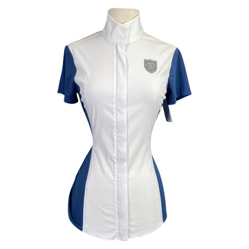Asmar Equestrian 'Iris' Show Shirt in White/Indigo Blue 