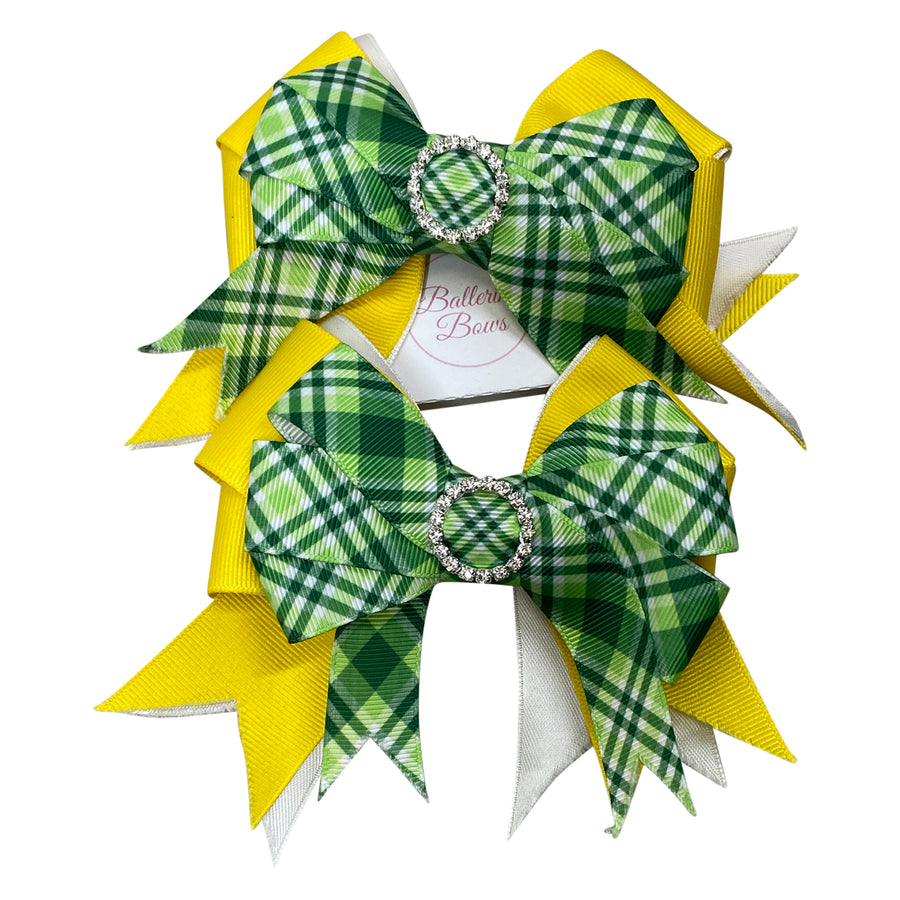 Ballerina Bows Show Bows in Yellow/Green Gingham