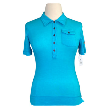 Asmar Equestrian Merino Polo in Aqua