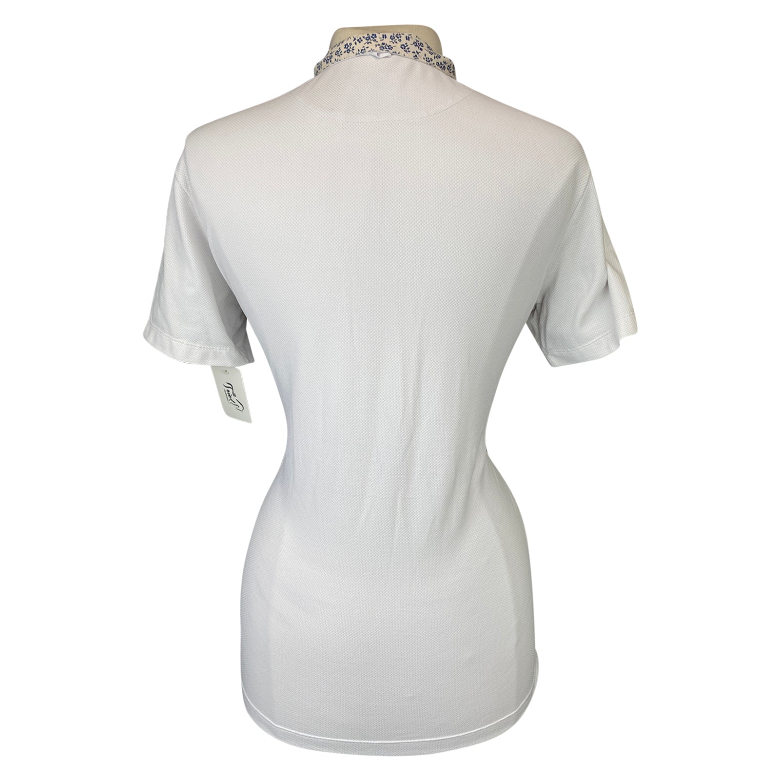 Back of Animo &#39;Basilea&#39; Short Sleeve Show Shirt in White/Tan Floral Collar