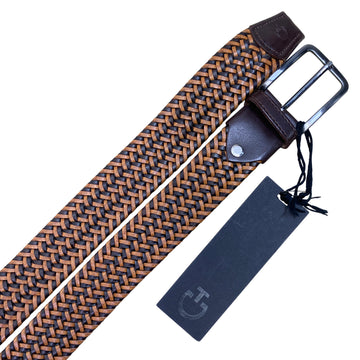 Cavalleria Toscana Elastic Woven Leather Belt in Brown 