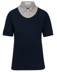 CALLIDAE The Short Sleeve Practice Shirt in Navy/Mustard + Navy Dobby