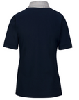 Back of CALLIDAE The Short Sleeve Practice Shirt in Navy/Mustard + Navy Dobby