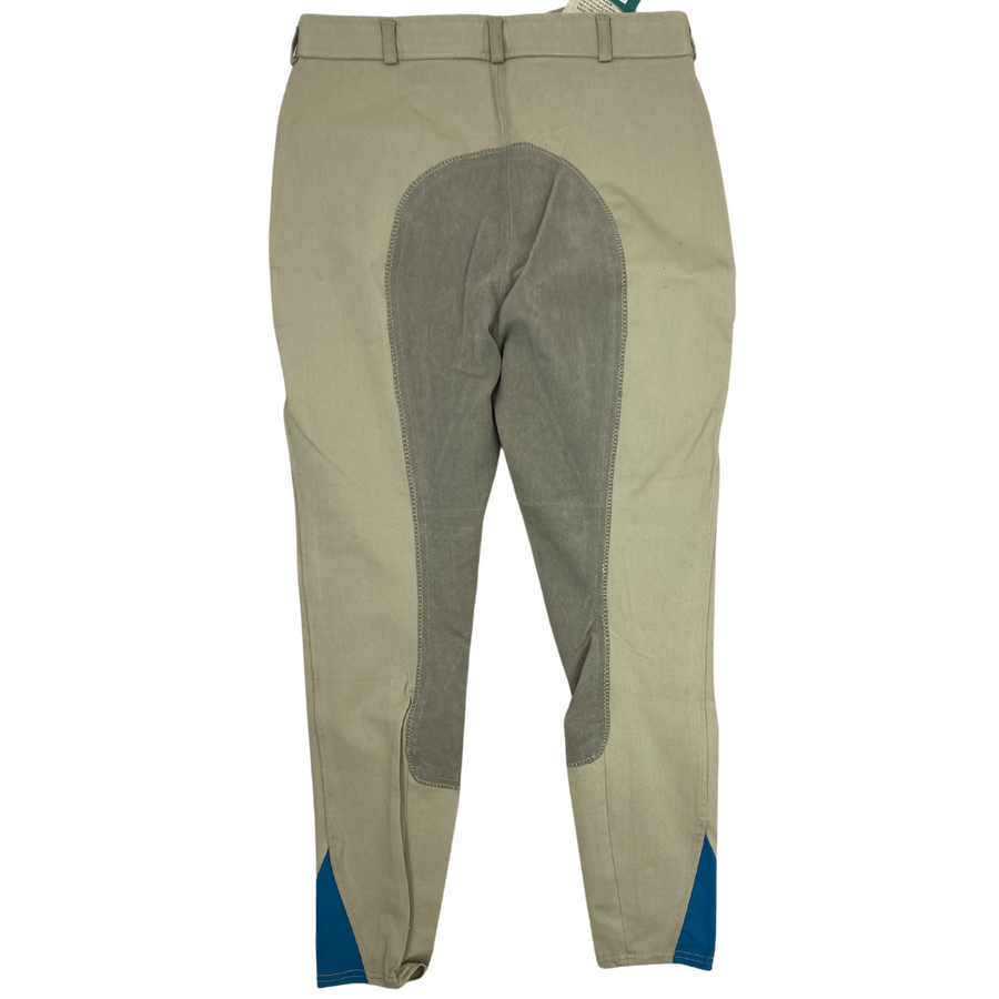 Back of Riding Sport Full Seat Breeches in Beige/Blue