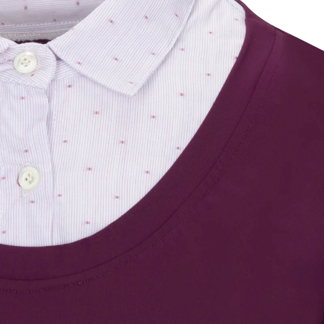 Collar details of CALLIDAE The Practice Shirt in Plum w/ Plum Dobby - Women&#39;s Small