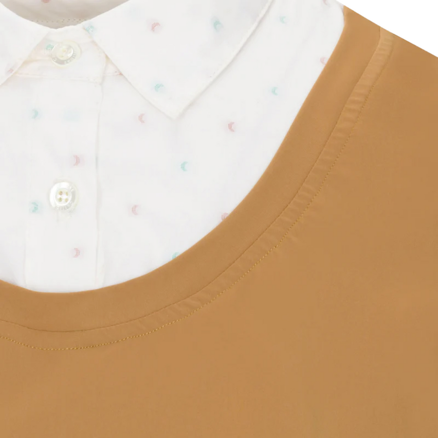 Collar details of CALLIDAE The Practice Shirt in Camel/Moon Dobby - Women's Large