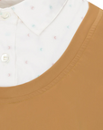 Collar details of CALLIDAE The Practice Shirt in Camel/Moon Dobby - Women's XL