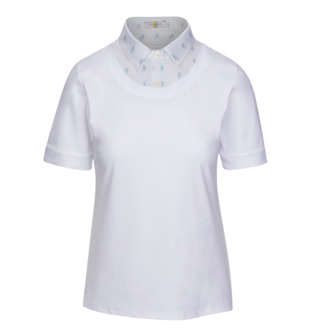 CALLIDAE The Short Sleeve Practice Shirt in White/Flamingos