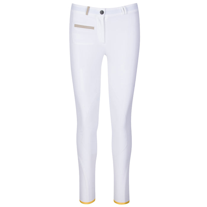 Front of CALLIDAE The Tech C3 Breeches in White Jumper/Tan Trim - Women's US 30