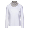 Front of CALLIDAE The Practice Shirt in White/Mustard + Navy Dobby - Women's Small