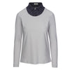 Front of CALLIDAE The Practice Shirt in Dove/Navy Bouclé - Women's Small