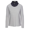 Front of CALLIDAE The Practice Shirt in Dove/Navy Bouclé - Women's XS