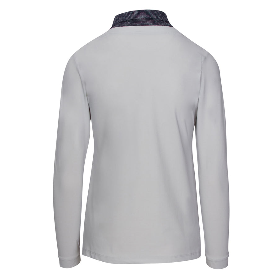 Back of CALLIDAE The Practice Shirt in Dove/Navy Bouclé - Women's XS