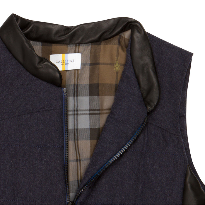 Details of the CALLIDAE The Quilted Vest in Blue Lava - Women's XS